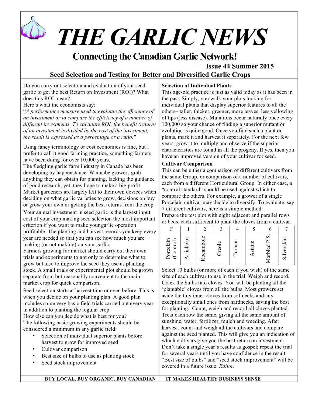 Agnews #44-P1-Seed Selection for Better Garlic