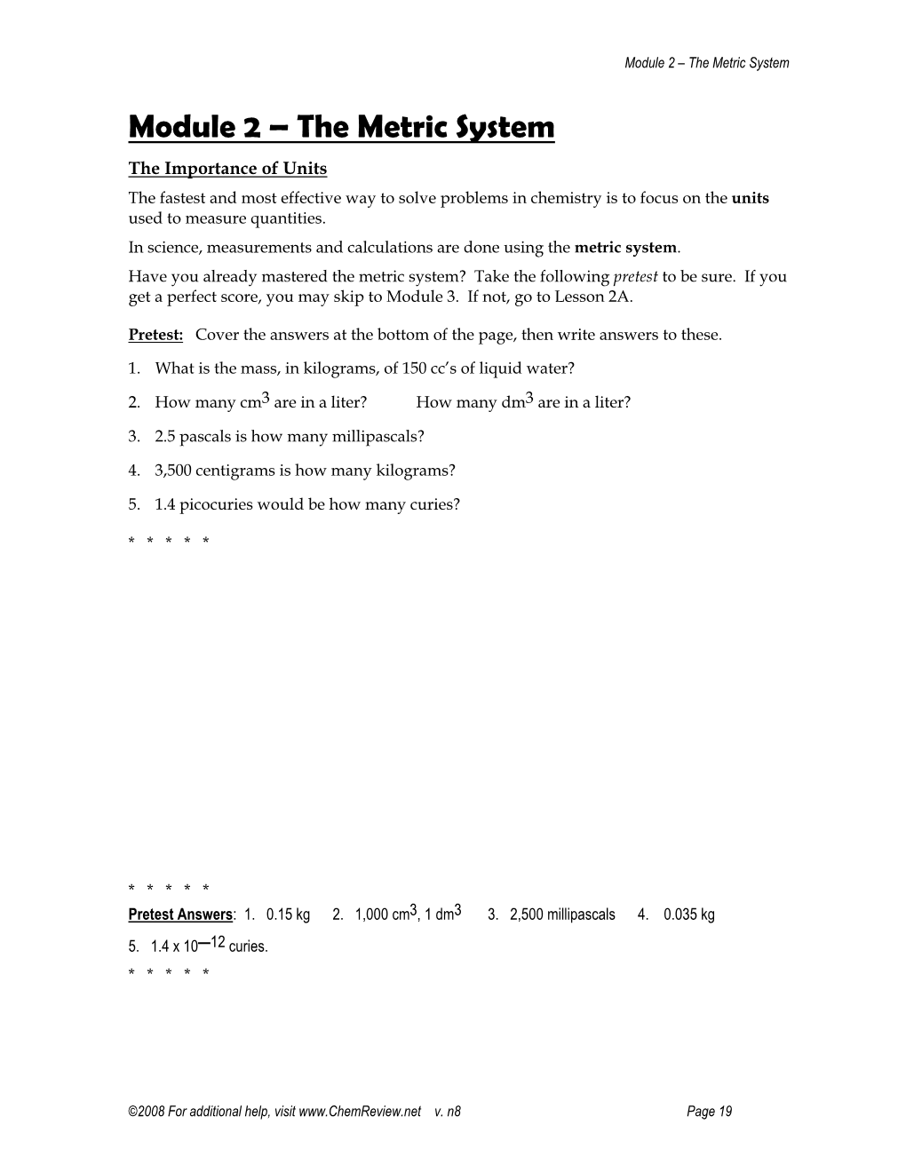 The Metric System