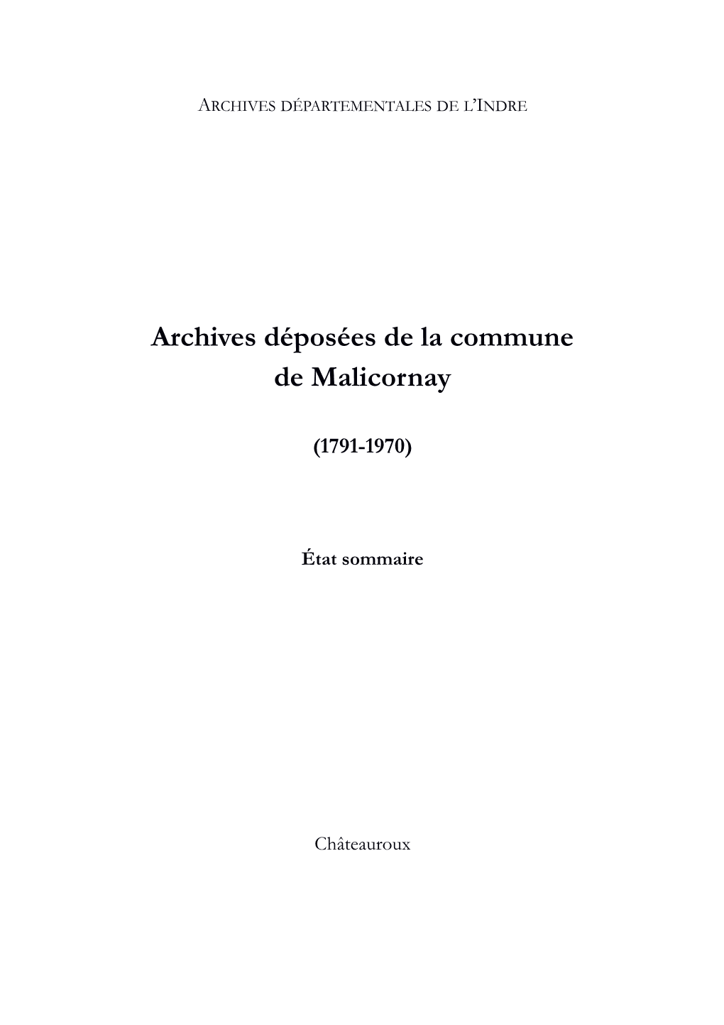 Commune De Malicornay