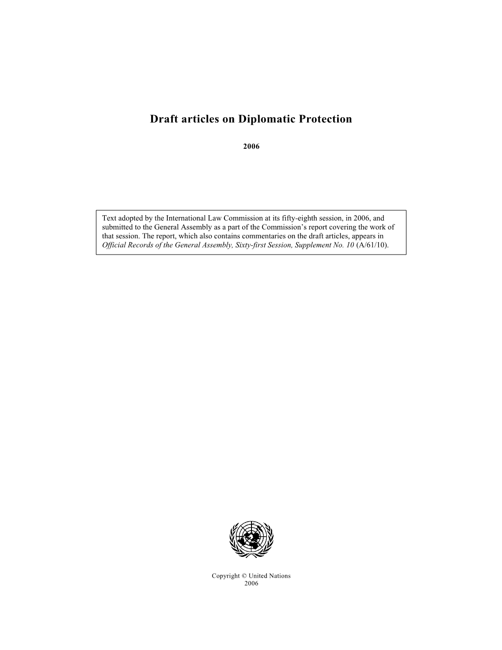 Draft Articles on Diplomatic Protection