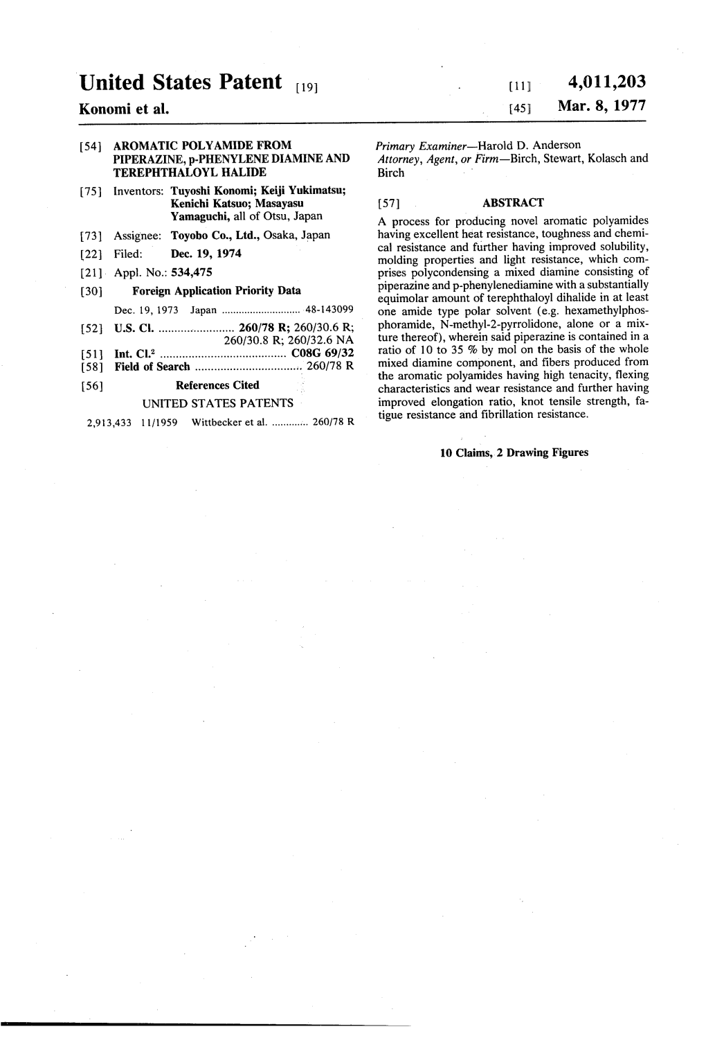 United States Patent to (11) 4,011,203 Konomi Et Al