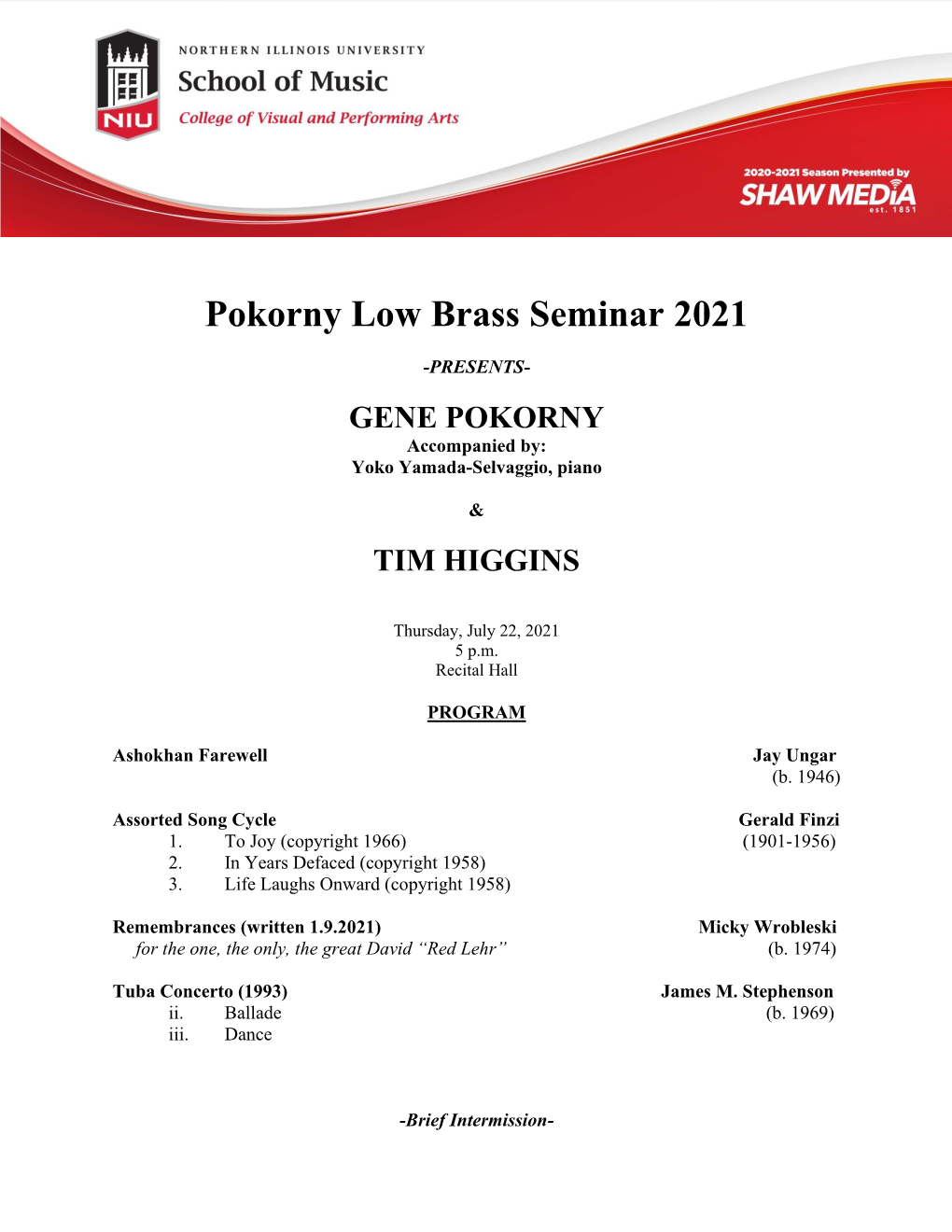 Pokorny Low Brass Seminar 2021