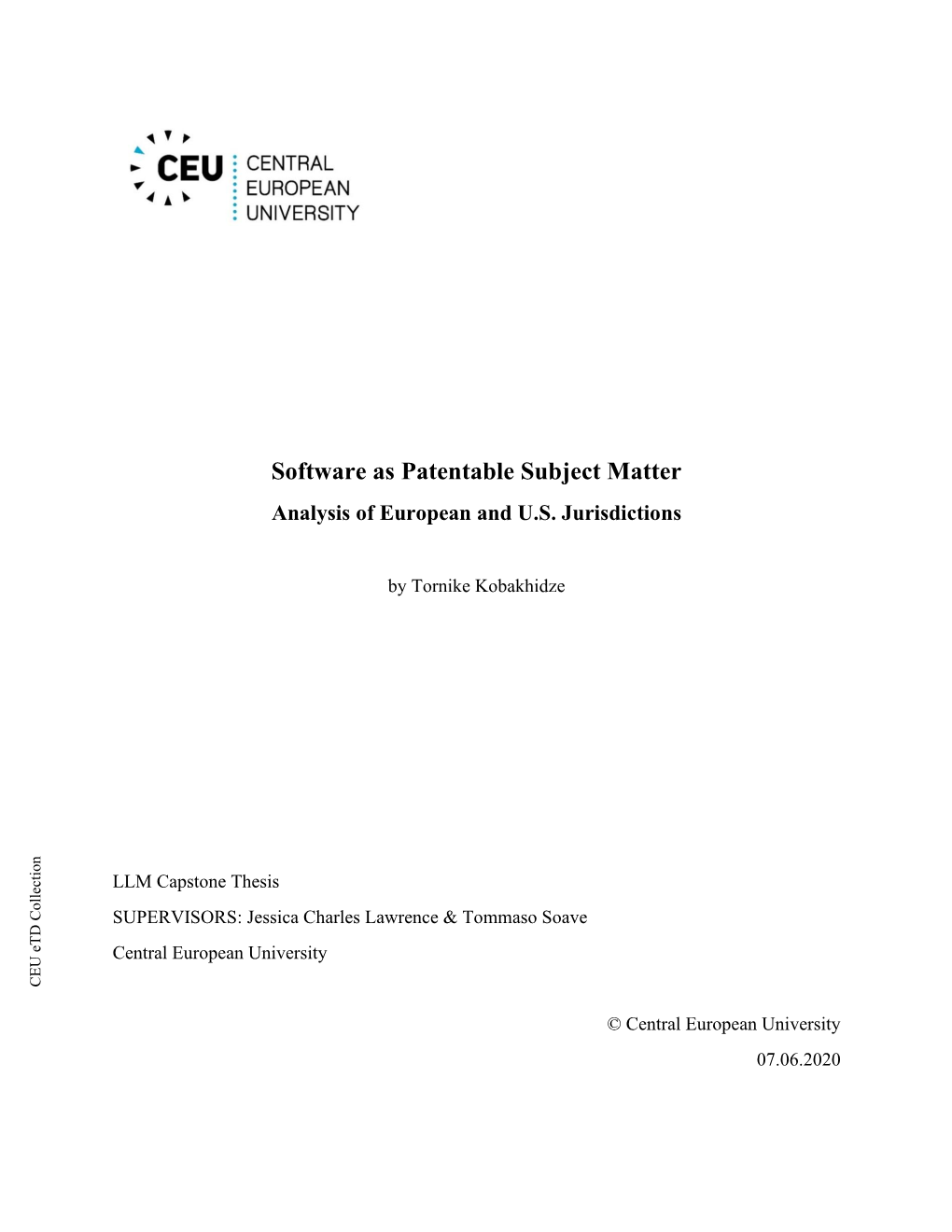 Software As Patentable Subject Matter Analysis of European and U.S