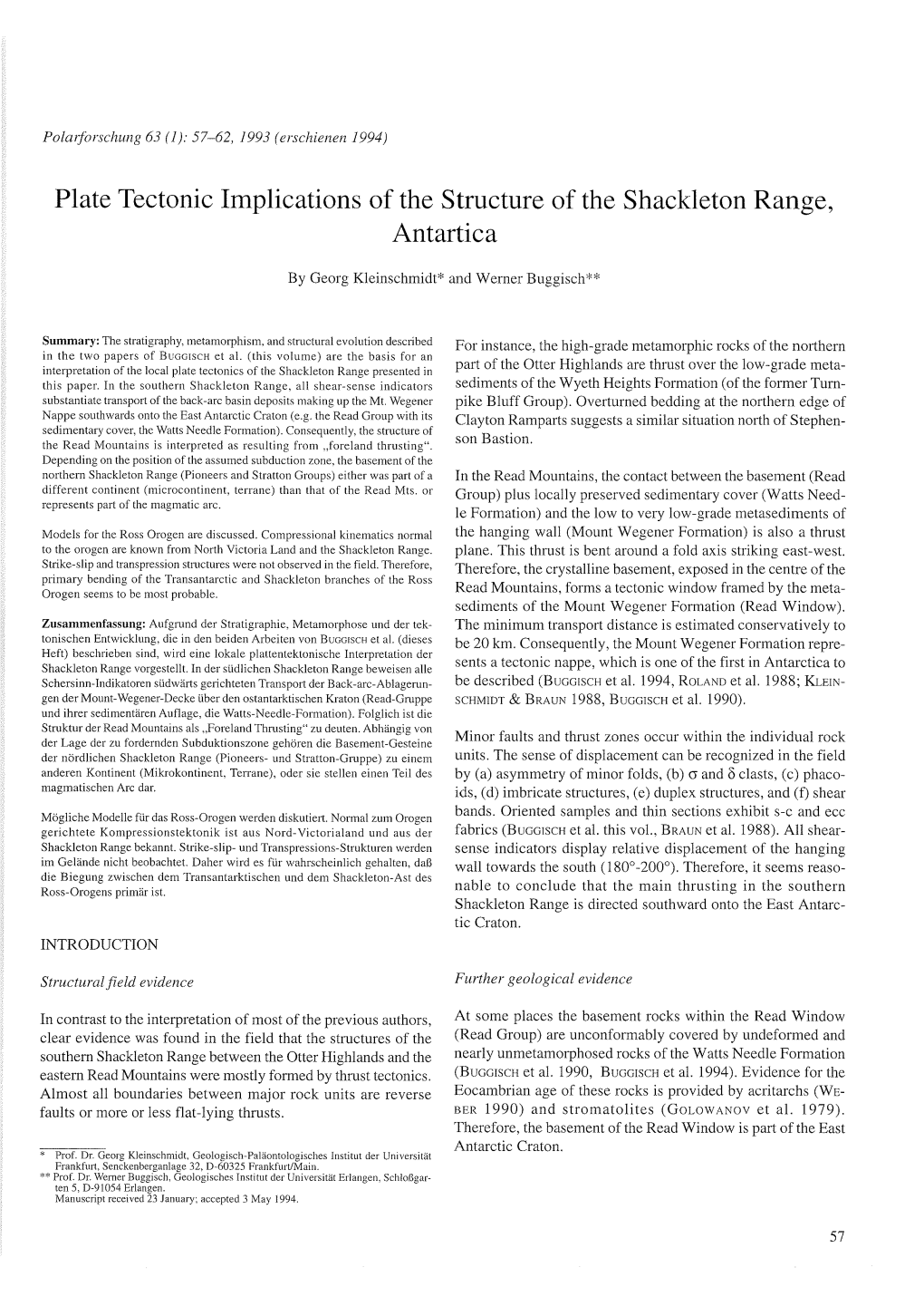 Plate Teetonic Implications of the Structure of the Shackleton Range, Antartica