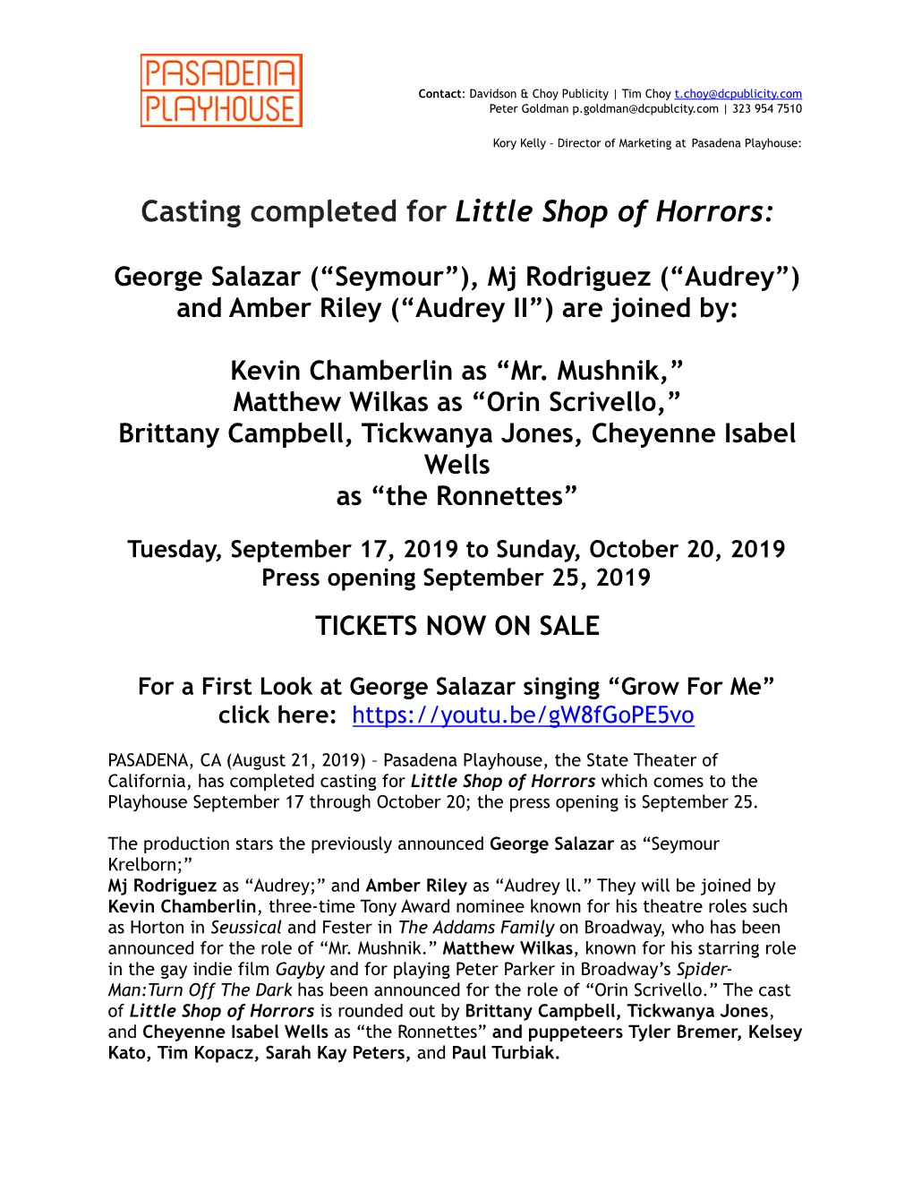 Little Shop of Horrors Full Cast Release