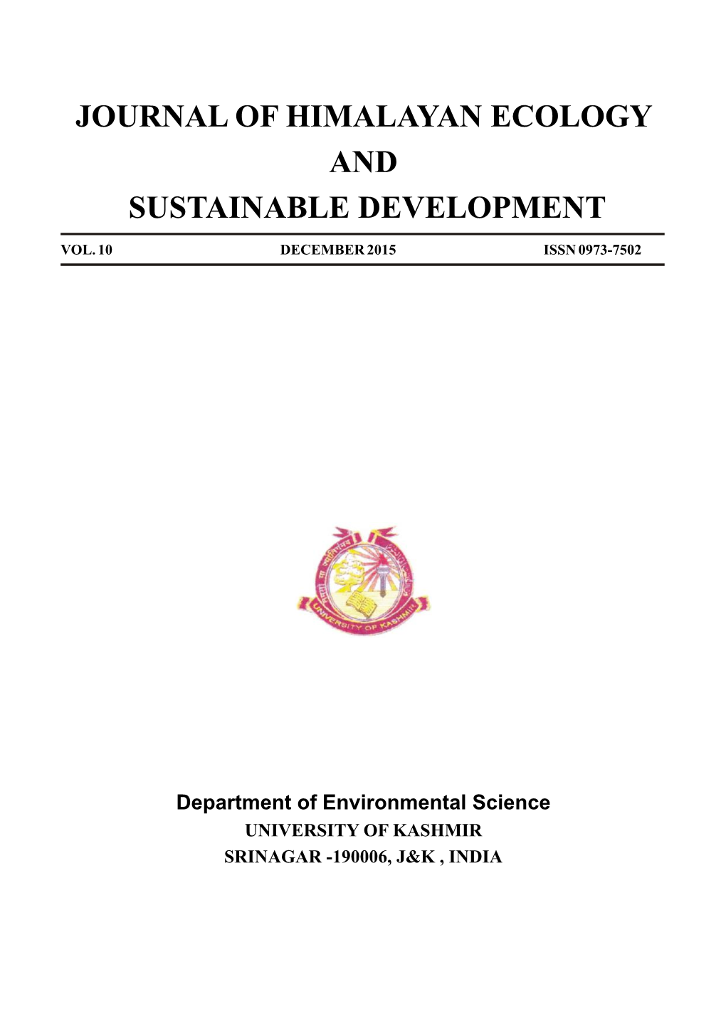 Journal of Himalayan Ecology and Sustainable Development