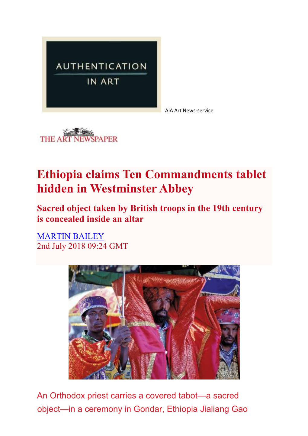 Ethiopia Claims Ten Commandments Tablet Hidden in Westminster