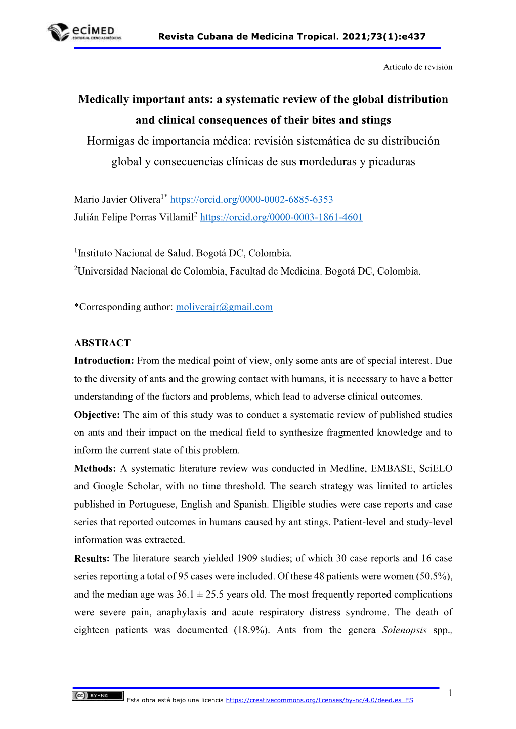 Medically Important Ants: a Systematic Review of the Global Distribution and Clinical Consequences of Their Bites and Stings