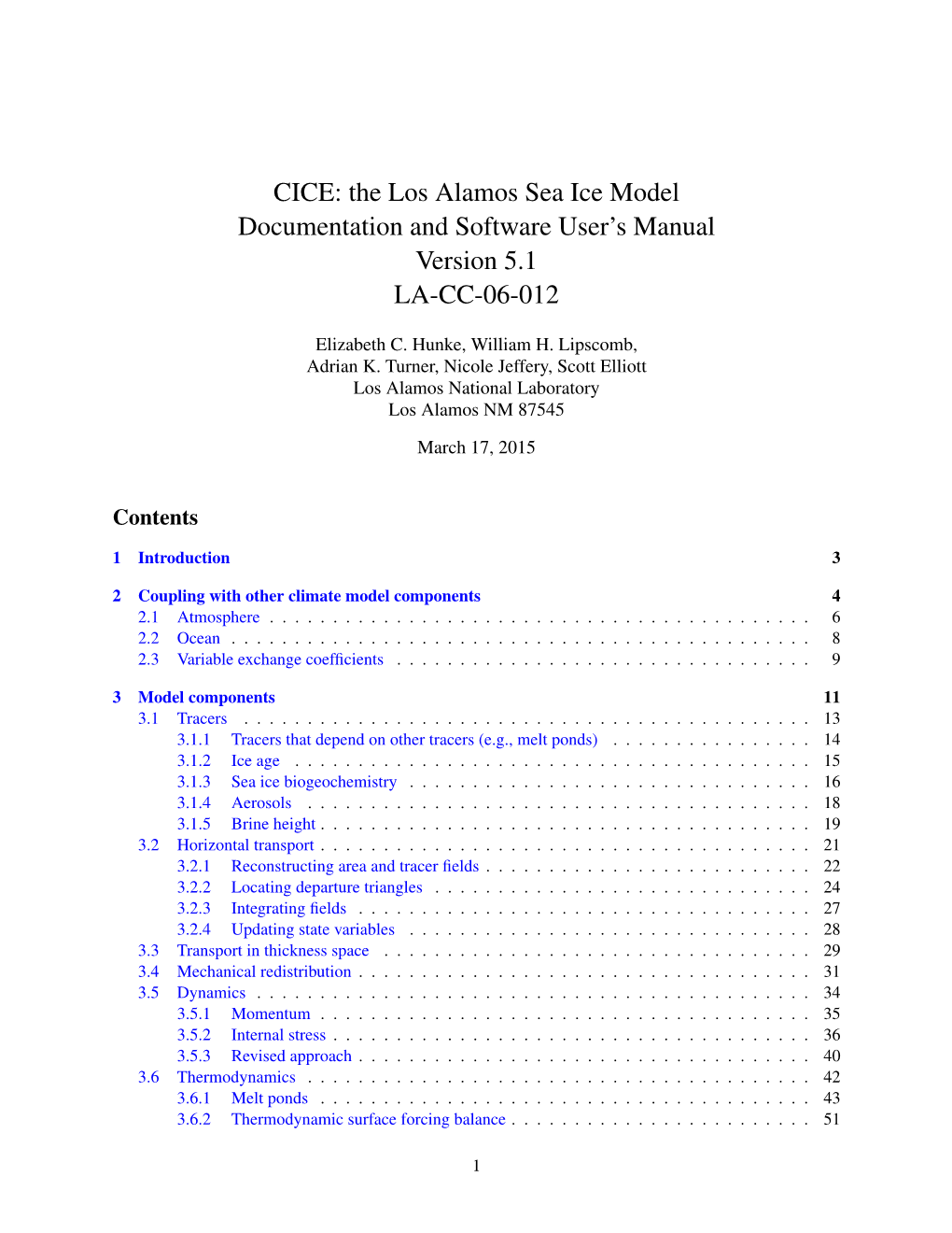 CICE: the Los Alamos Sea Ice Model Documentation and Software User's