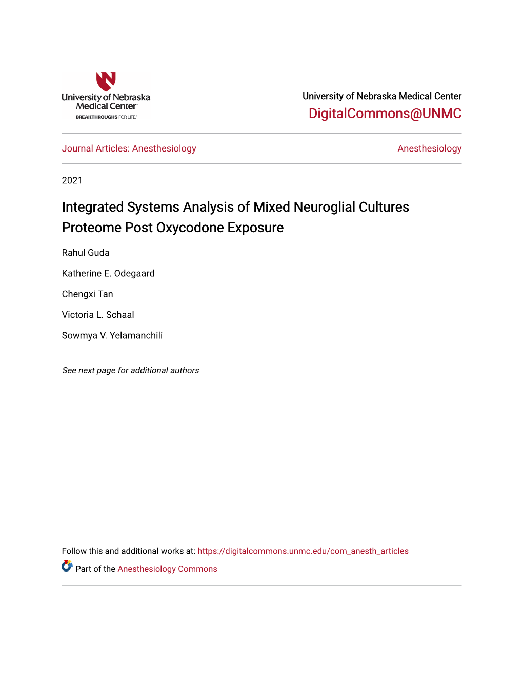 Integrated Systems Analysis of Mixed Neuroglial Cultures Proteome Post Oxycodone Exposure