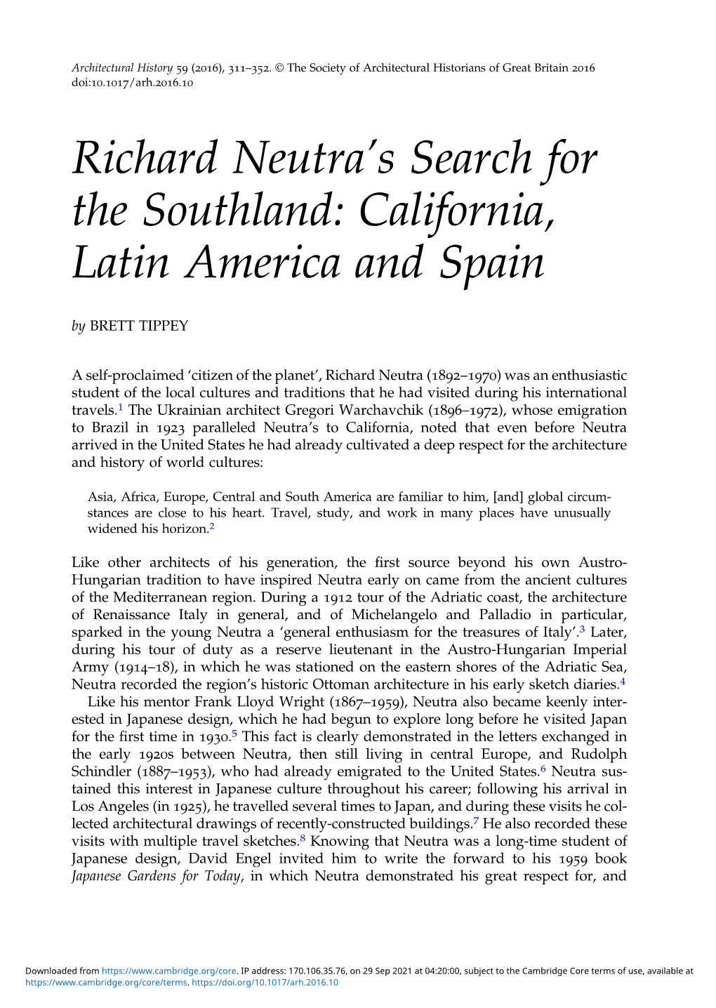 Richard Neutra's Search for the Southland: California, Latin