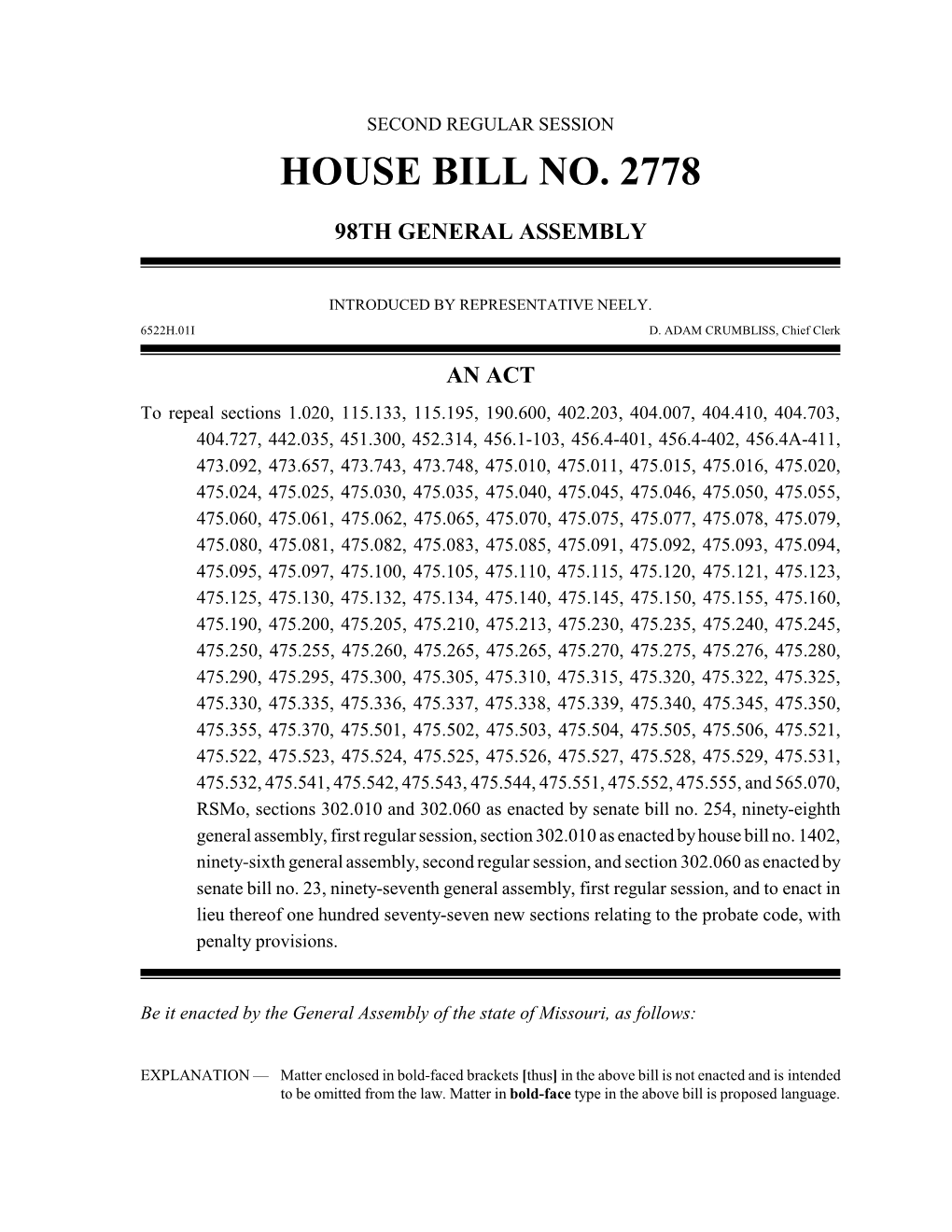 House Bill No. 2778