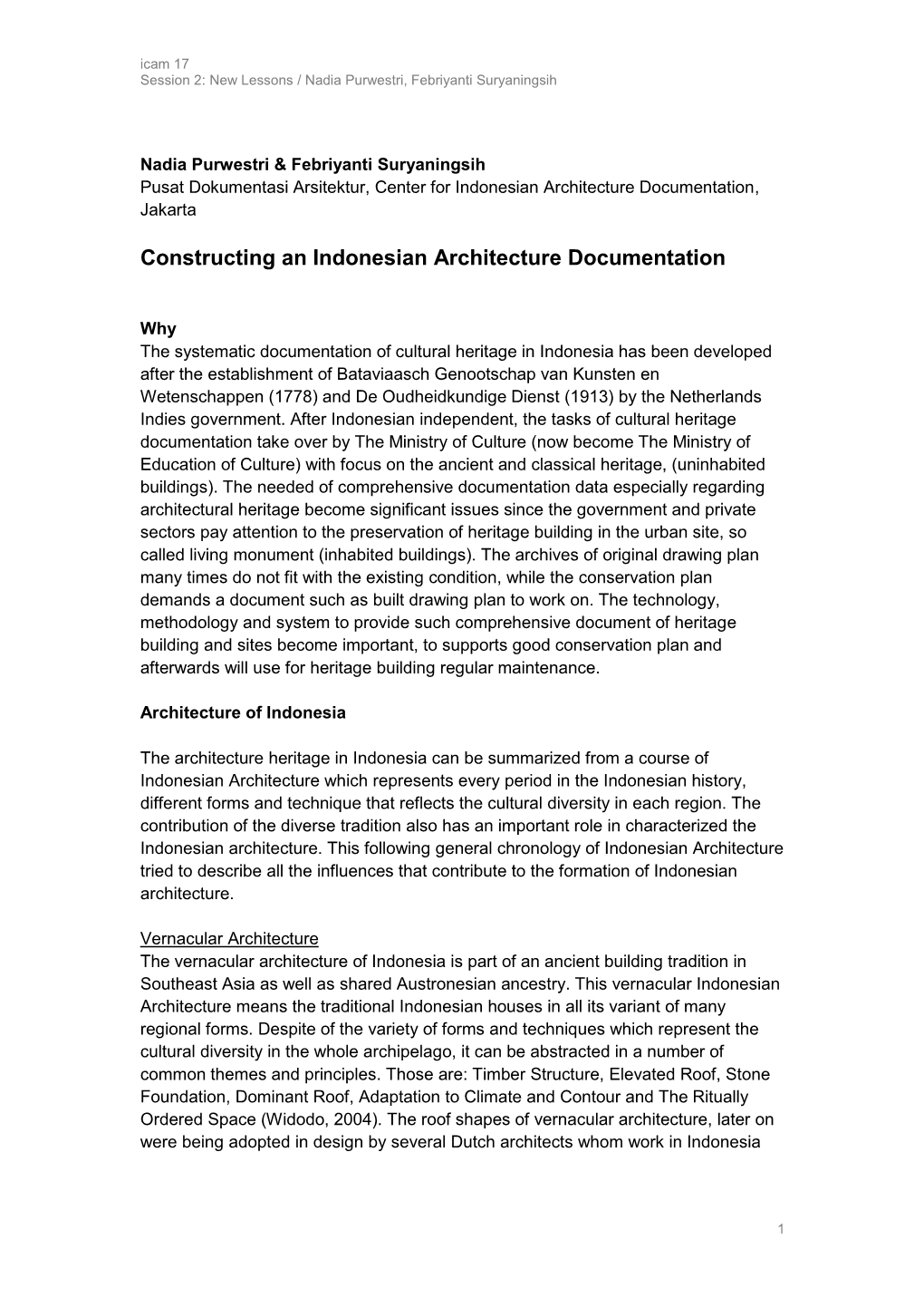 Constructing an Indonesian Architecture Documentation (PDF