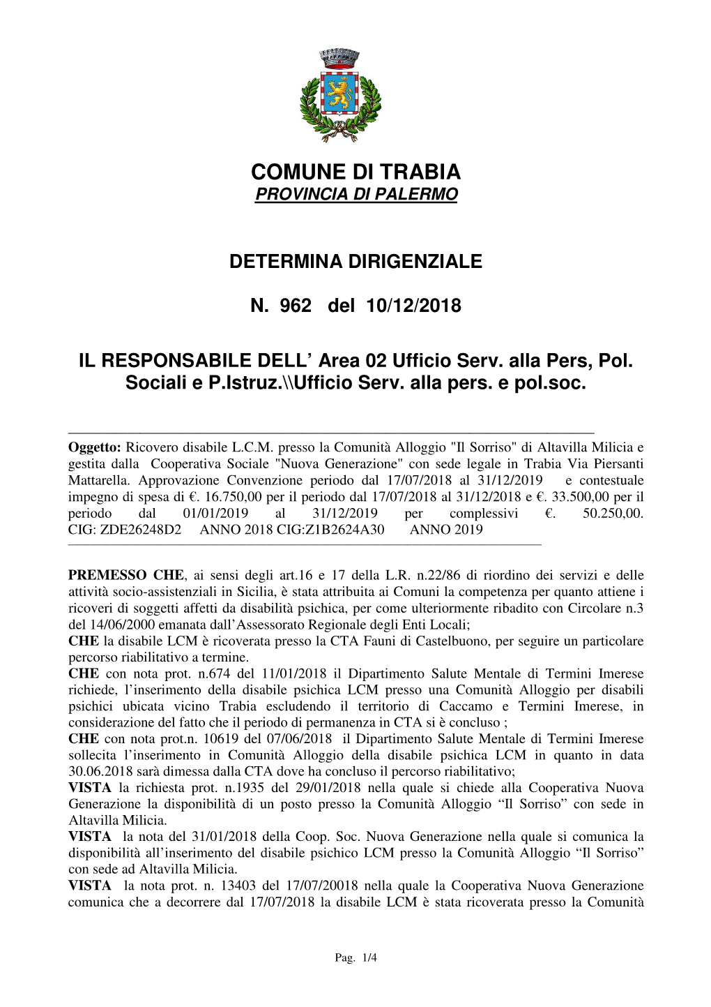 Comune Di Trabia Provincia Di Palermo