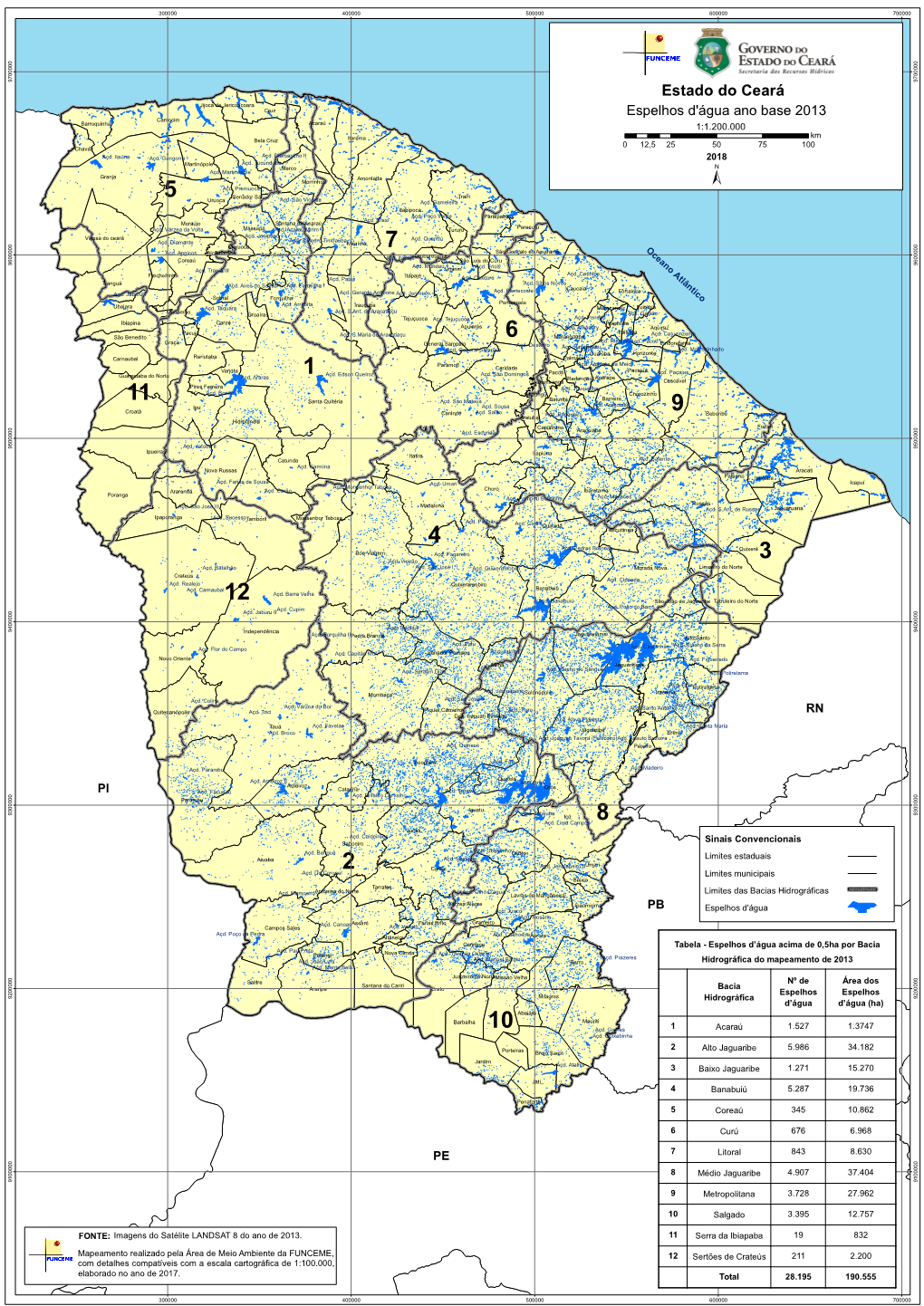 Espelhos D'água Do Estado Do Ceará Em 2013 Acima De 0,5 Ha