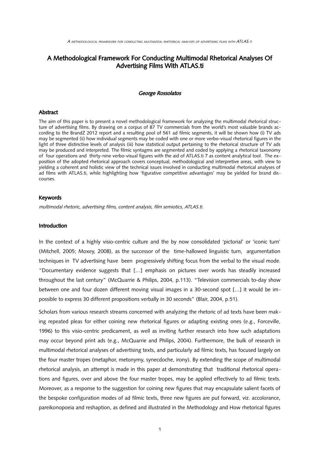 A Methodological Framework for Conducting Multimodal Rhetorical Analyses of Advertising Films with Atlas.Ti