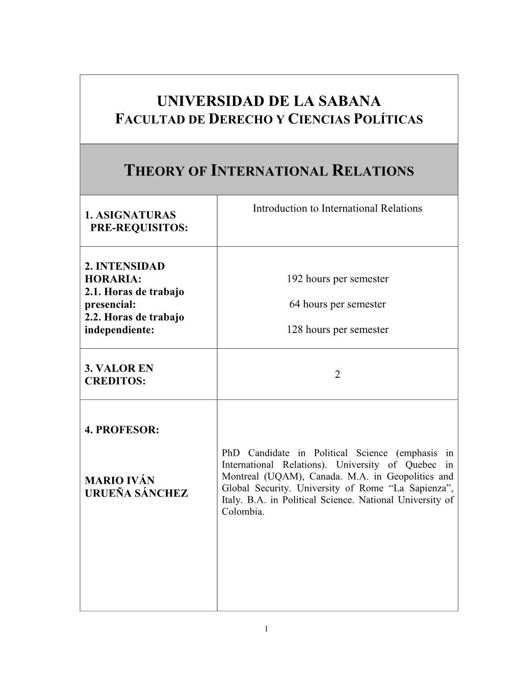 Universidad De La Sabana Facultad De Derecho Y Ciencias Políticas Theory