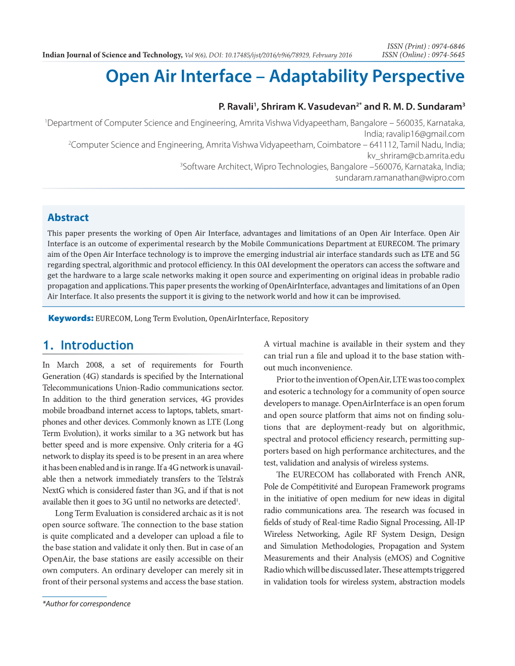 Open Air Interface – Adaptability Perspective