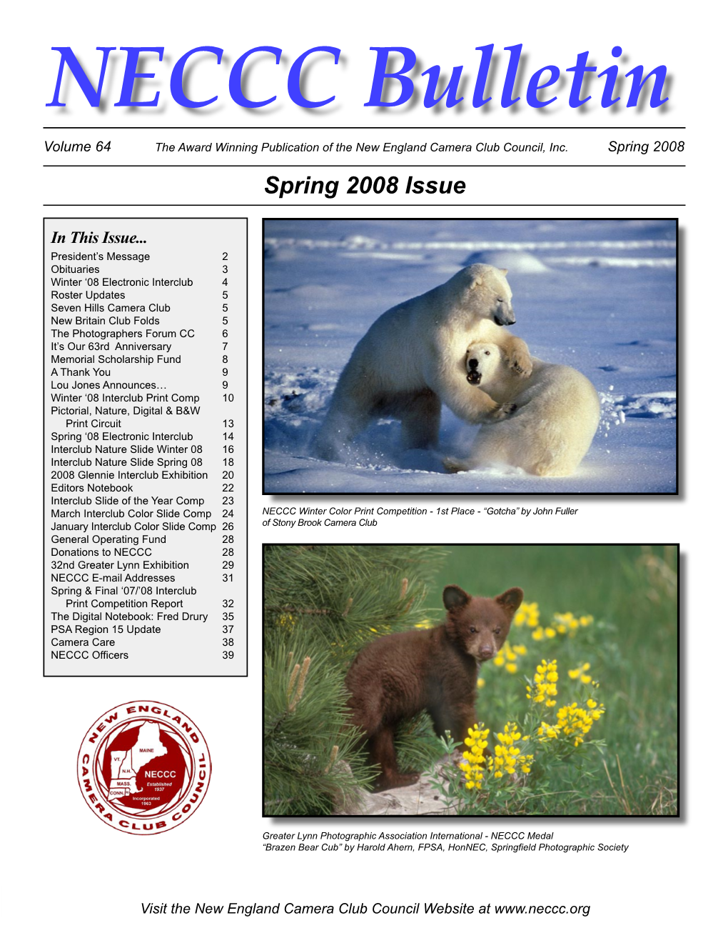 NECCC Bulletin Volume 64 the Award Winning Publication of the New England Camera Club Council, Inc