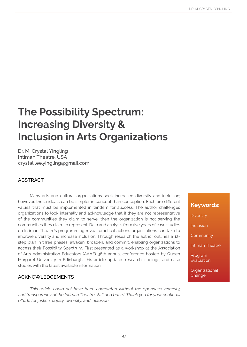 Increasing Diversity & Inclusion in Arts Organizations