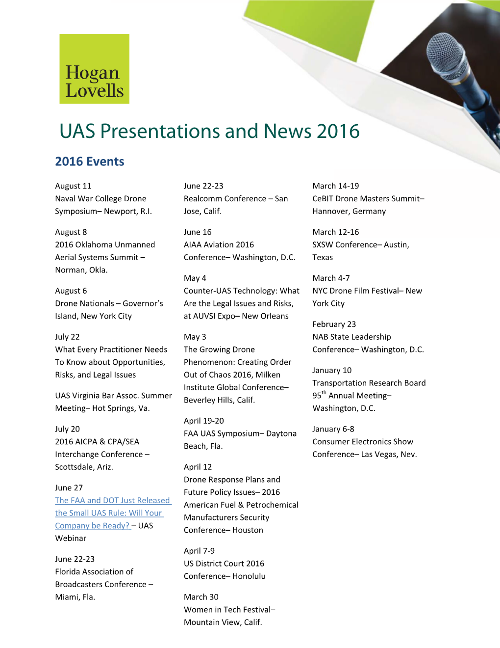 UAS Presentations and News 2016