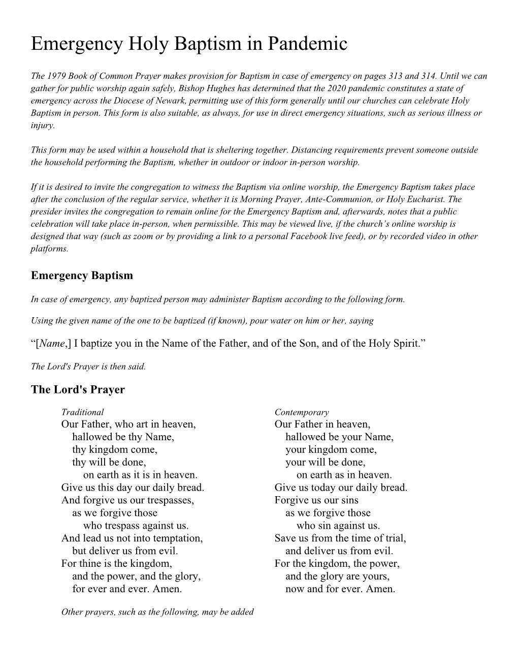 Emergency Holy Baptism in Pandemic.Pdf