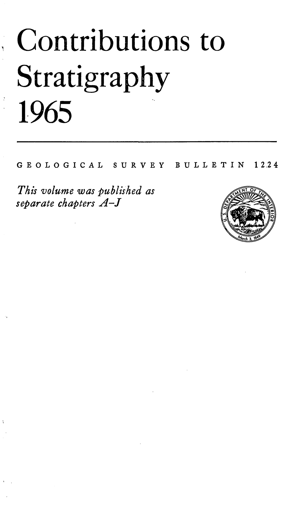 Contributions to Stratigraphy 1965