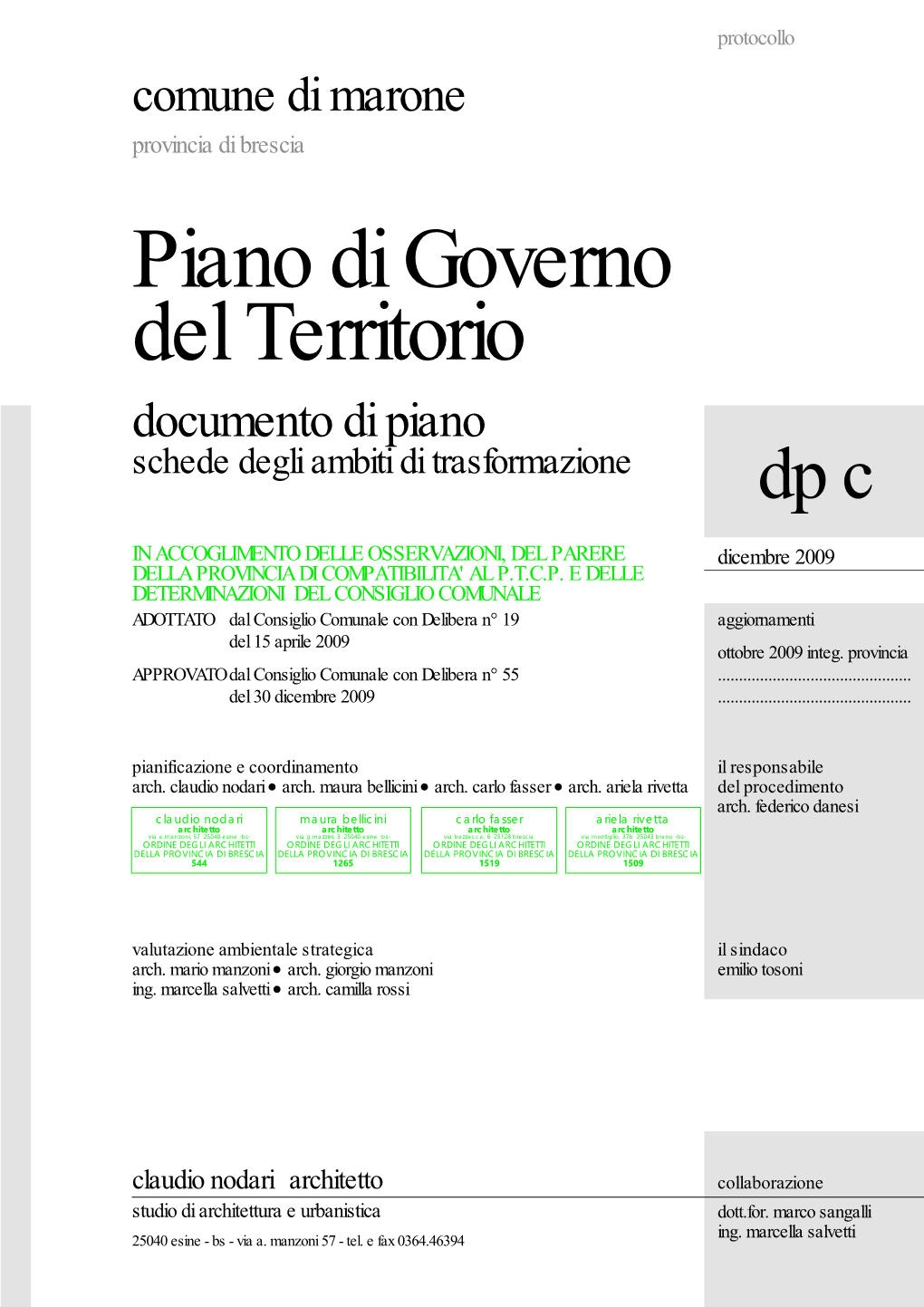 Piano Di Governo Del Territorio Documento Di Piano Schede Degli Ambiti Di Trasformazione Dp C