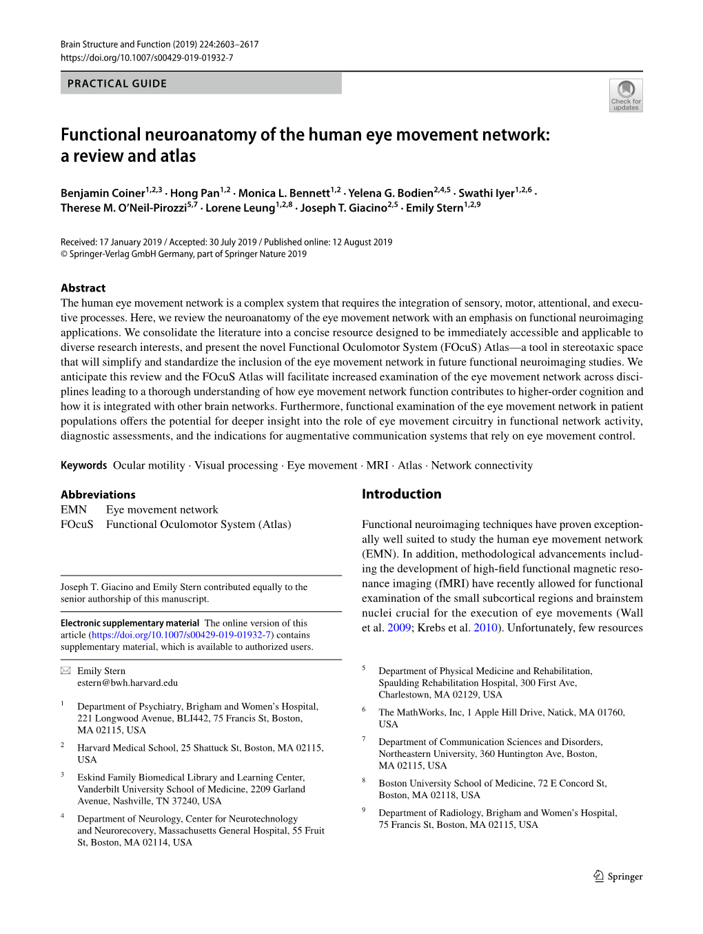 Functional Neuroanatomy of the Human Eye Movement Network: a Review and Atlas