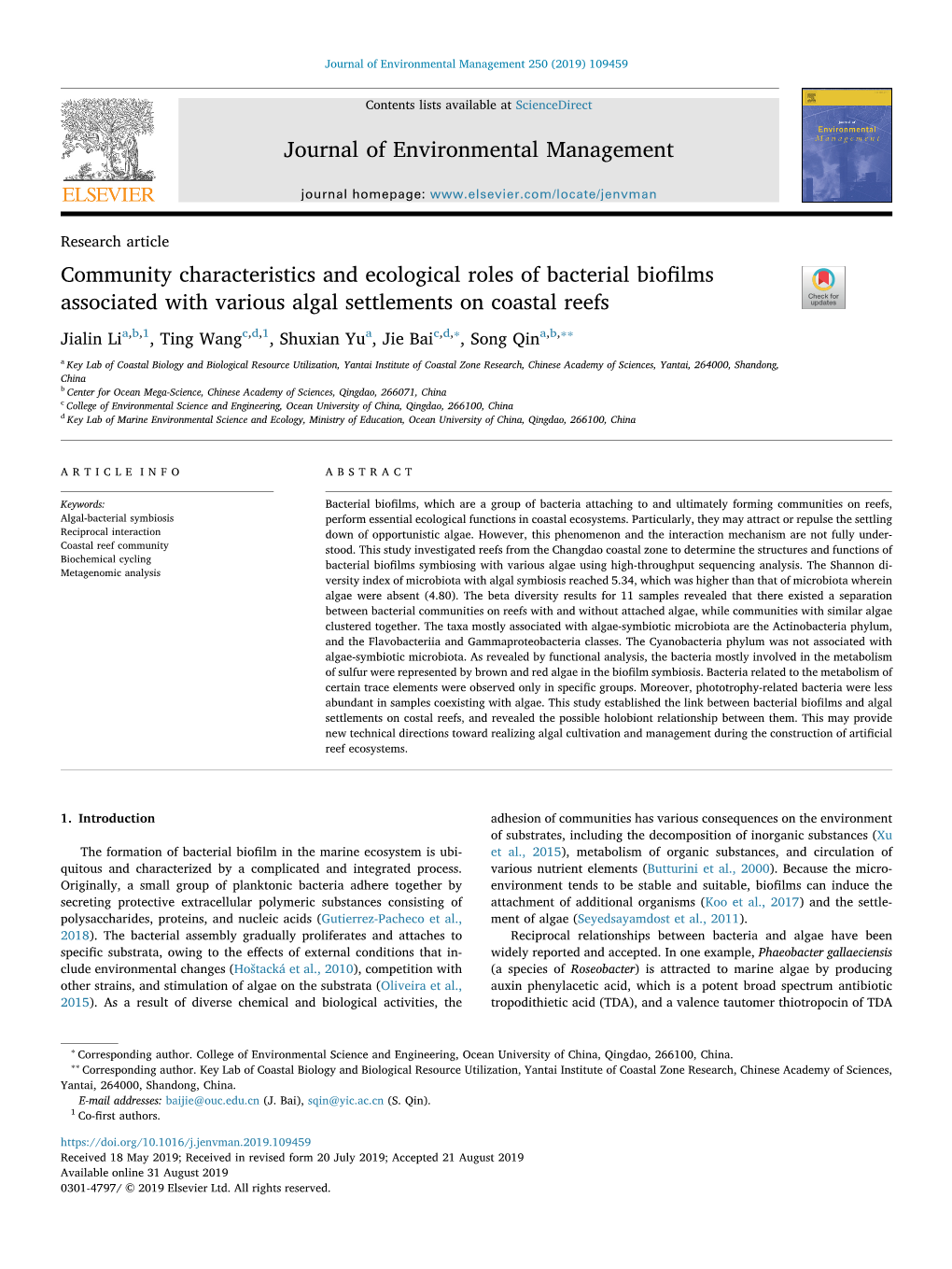 Community Characteristics and Ecological Roles of Bacterial Biofilms