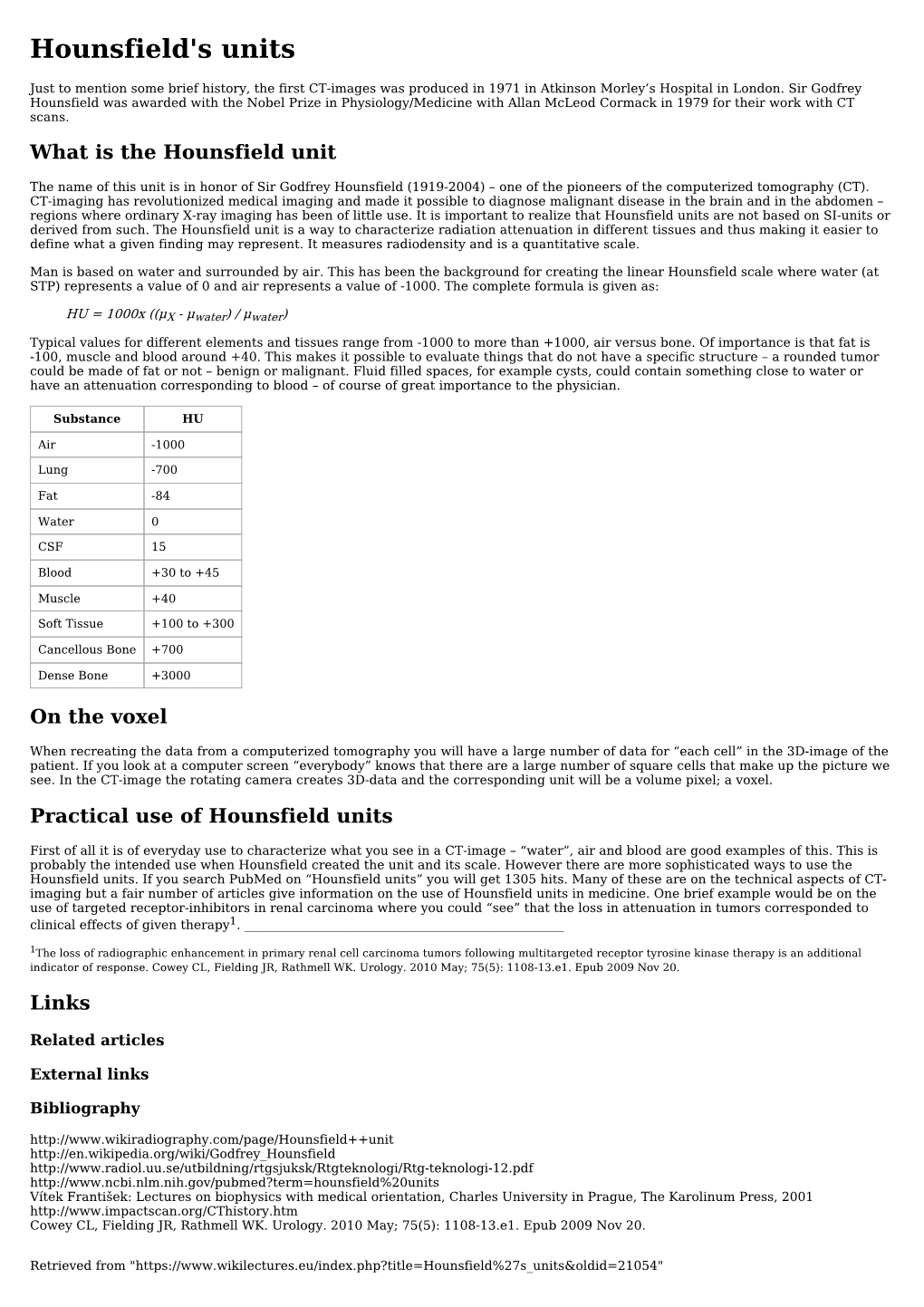 Hounsfield's Units