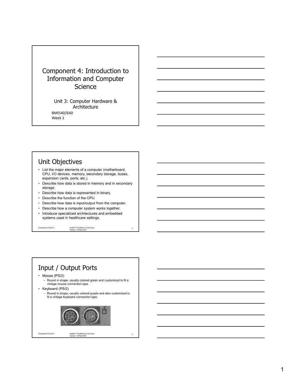 Component 4: Introduction to Information and Computer Science