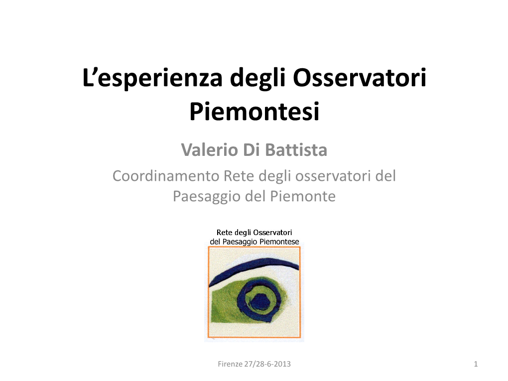 Coordinatore Della Rete Degli Osservatori Del Paesaggio Del