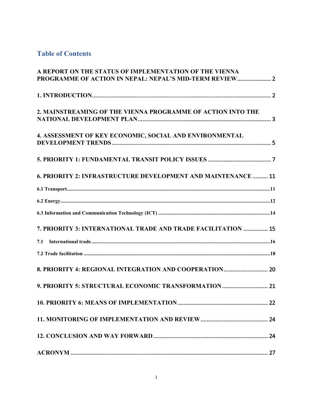 Table of Contents