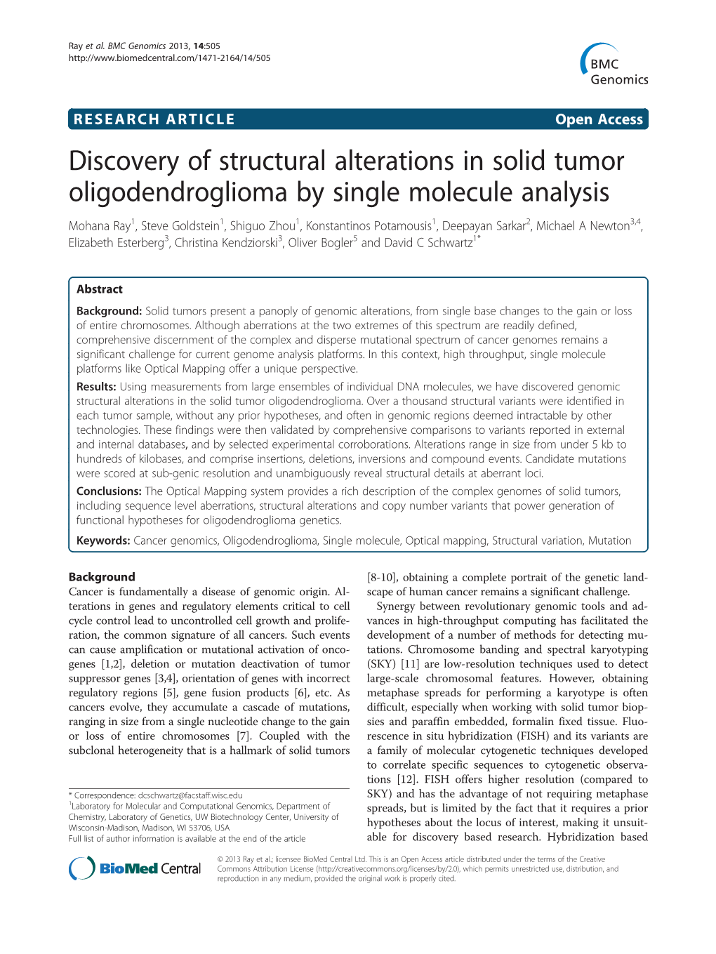 Discovery of Structural Alterations in Solid Tumor Oligodendroglioma By