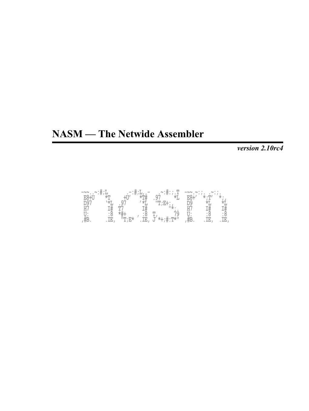 NASM — the Netwide Assembler Version 2.10Rc4