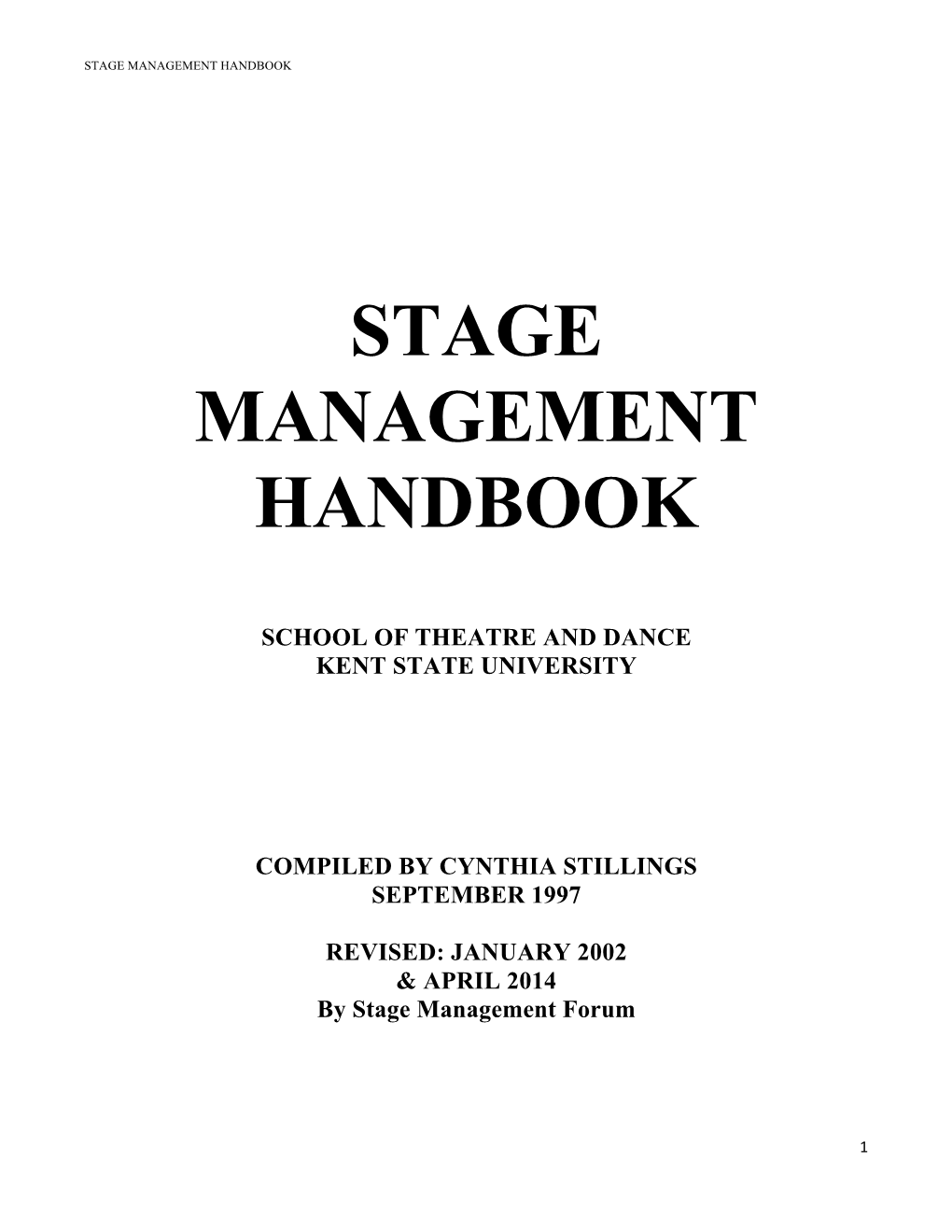 Stage Management Handbook