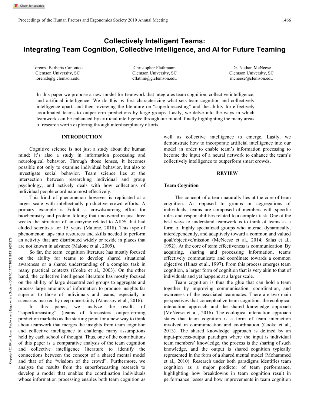 Integrating Team Cognition, Collective Intelligence, and AI for Future Teaming