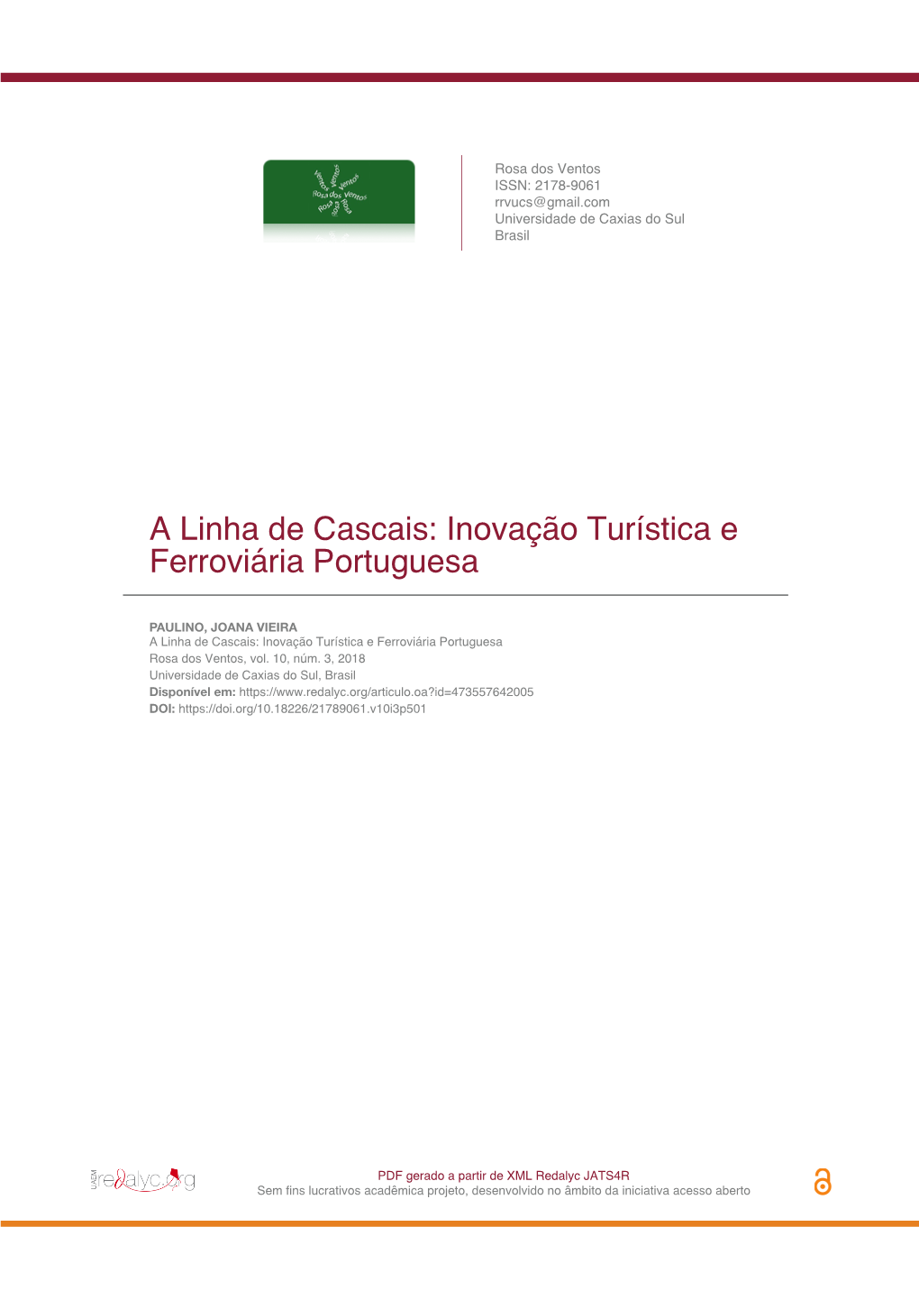 A Linha De Cascais: Inovação Turística E Ferroviária Portuguesa