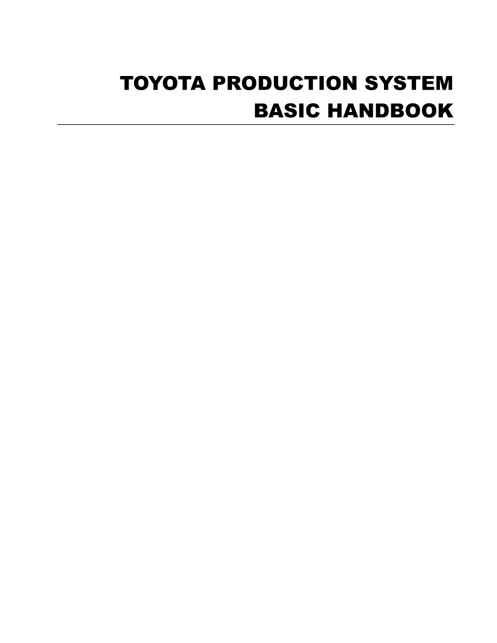 Toyota Production System Basic Handbook