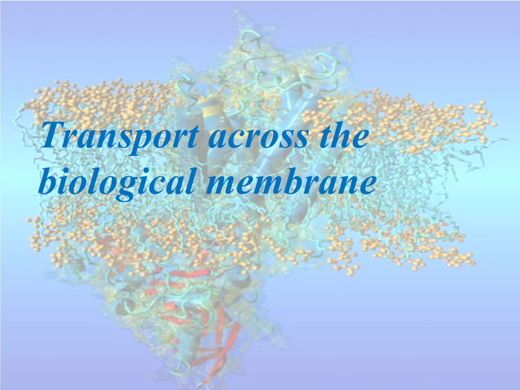 Transport Across the Biological Membrane Energy Flow