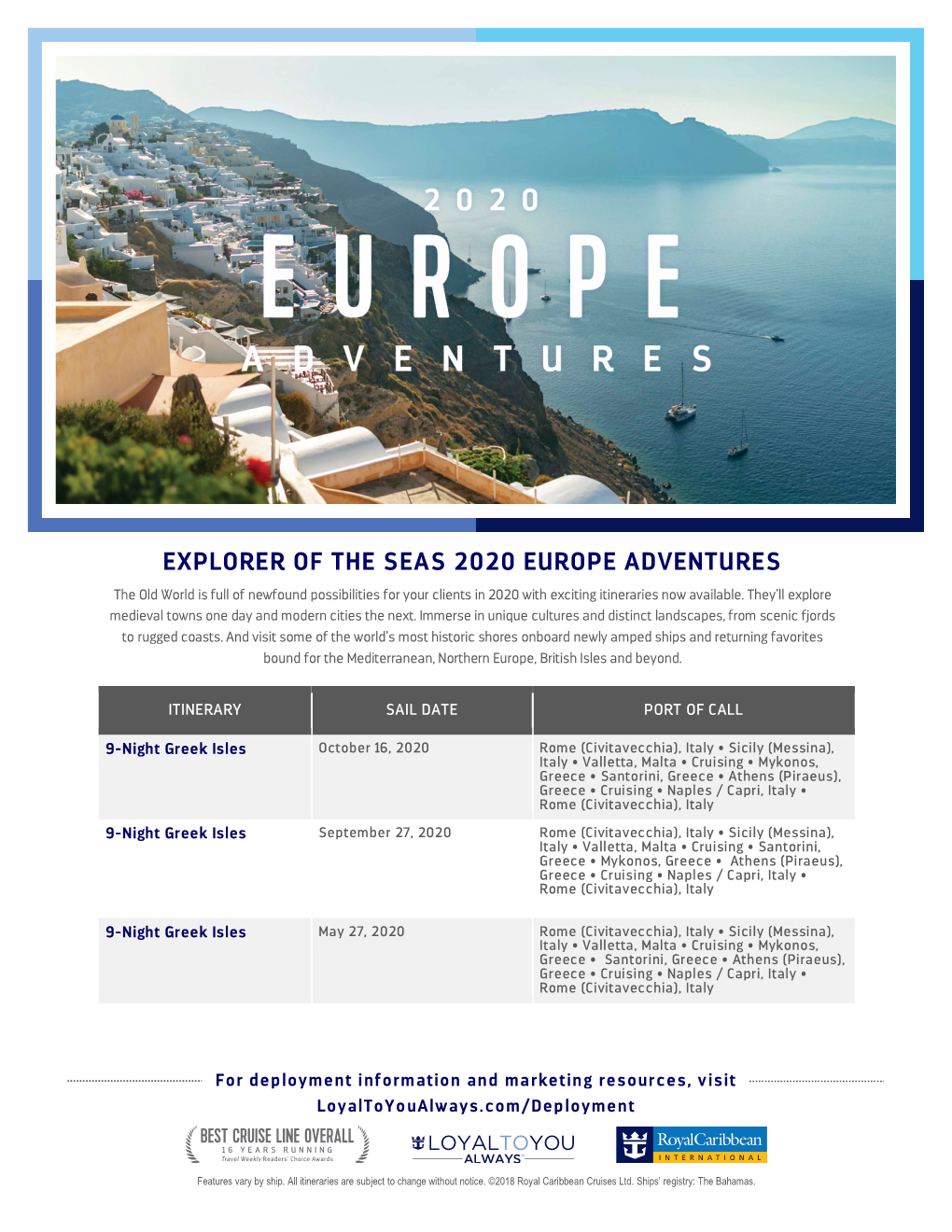 Explorer of the Seas 2020 Europe Adventures