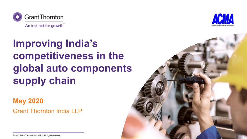 Improving India's Competitiveness in the Global Auto Components Supply