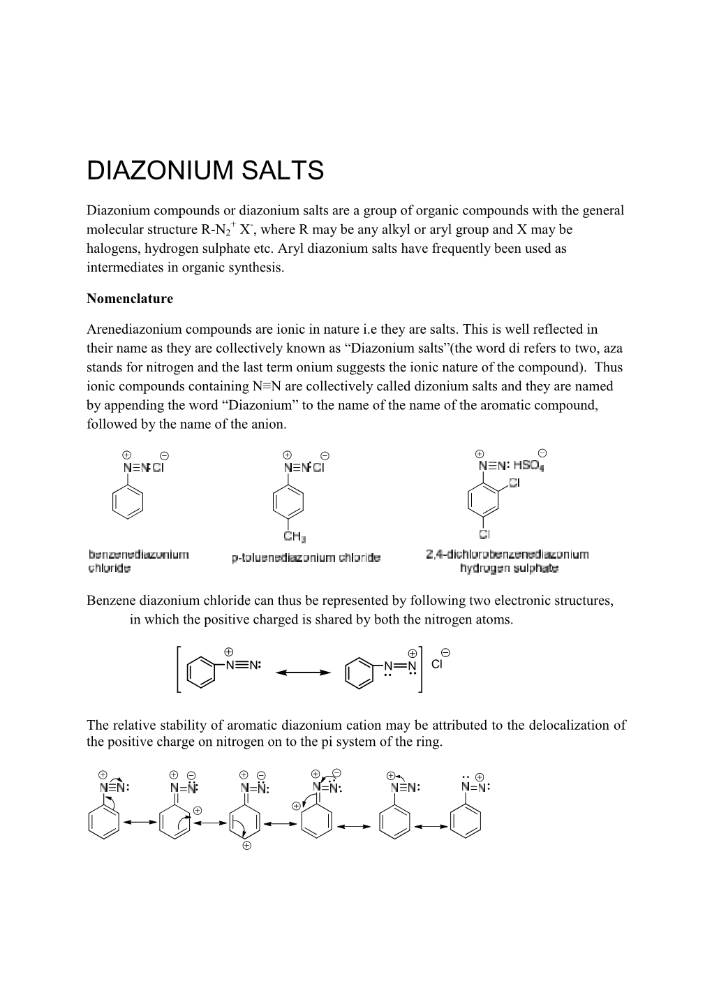 Diazonium Salts