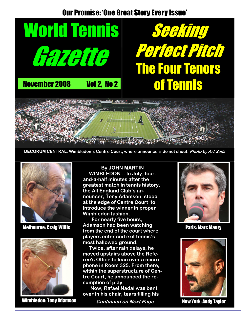 World Tennis Gazette Vol 2 No 2 the Four Tenors of Tennis