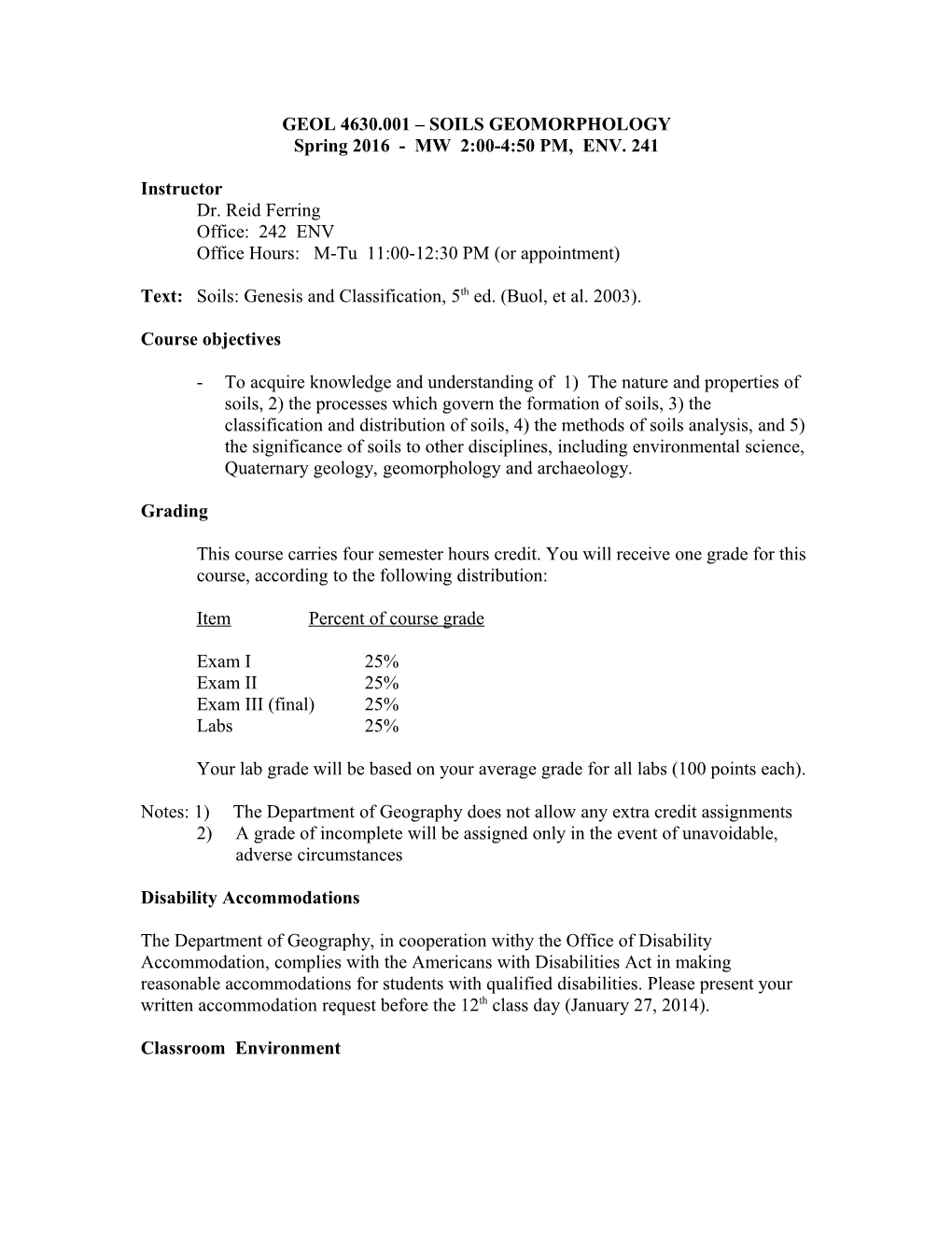 Geol 4630.001 Soils Geomorphology