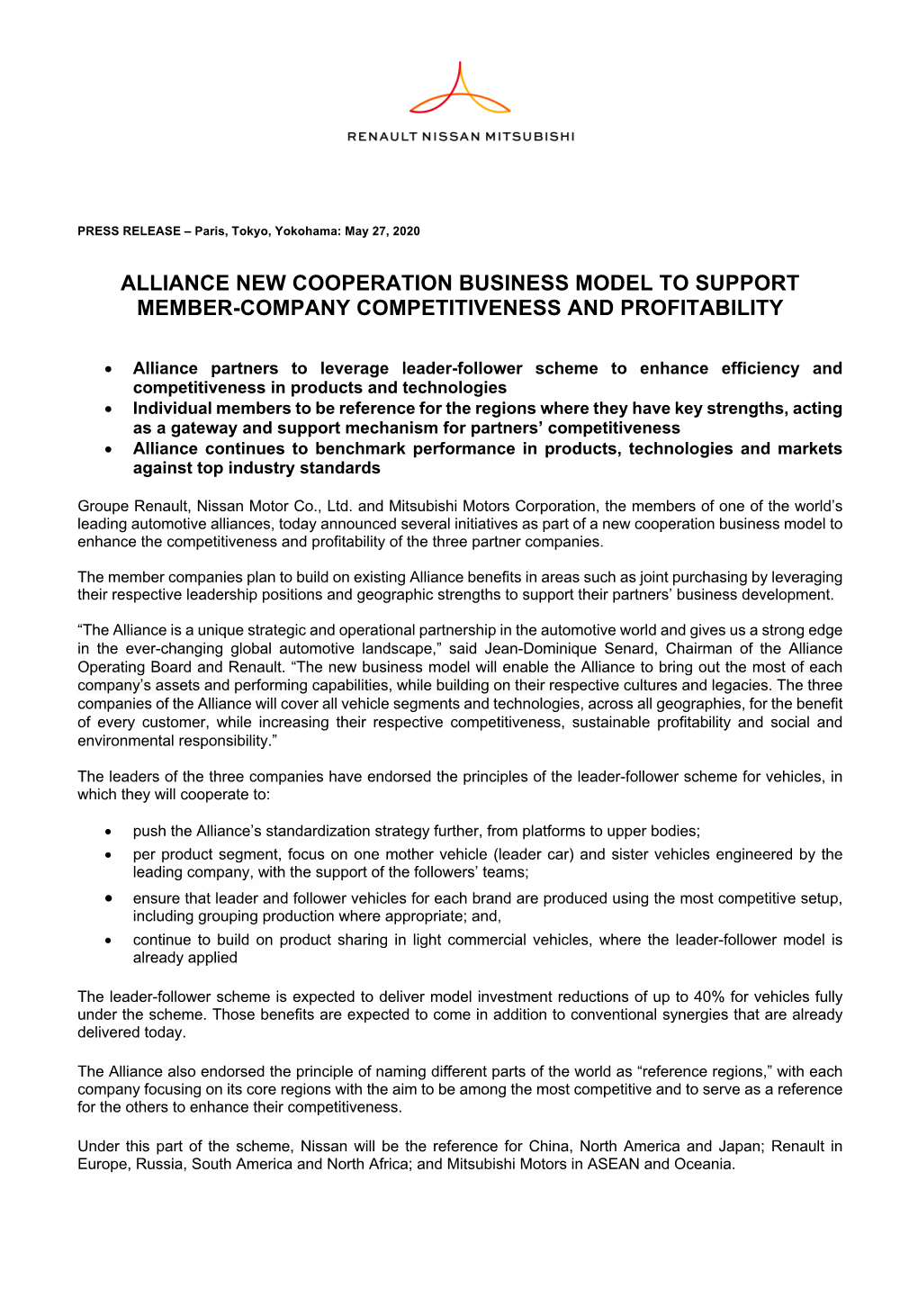 Alliance New Cooperation Business Model to Support Member-Company Competitiveness and Profitability