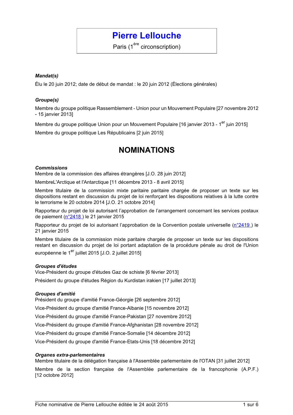 Pierre Lellouche Ère Paris (1 Circonscription)