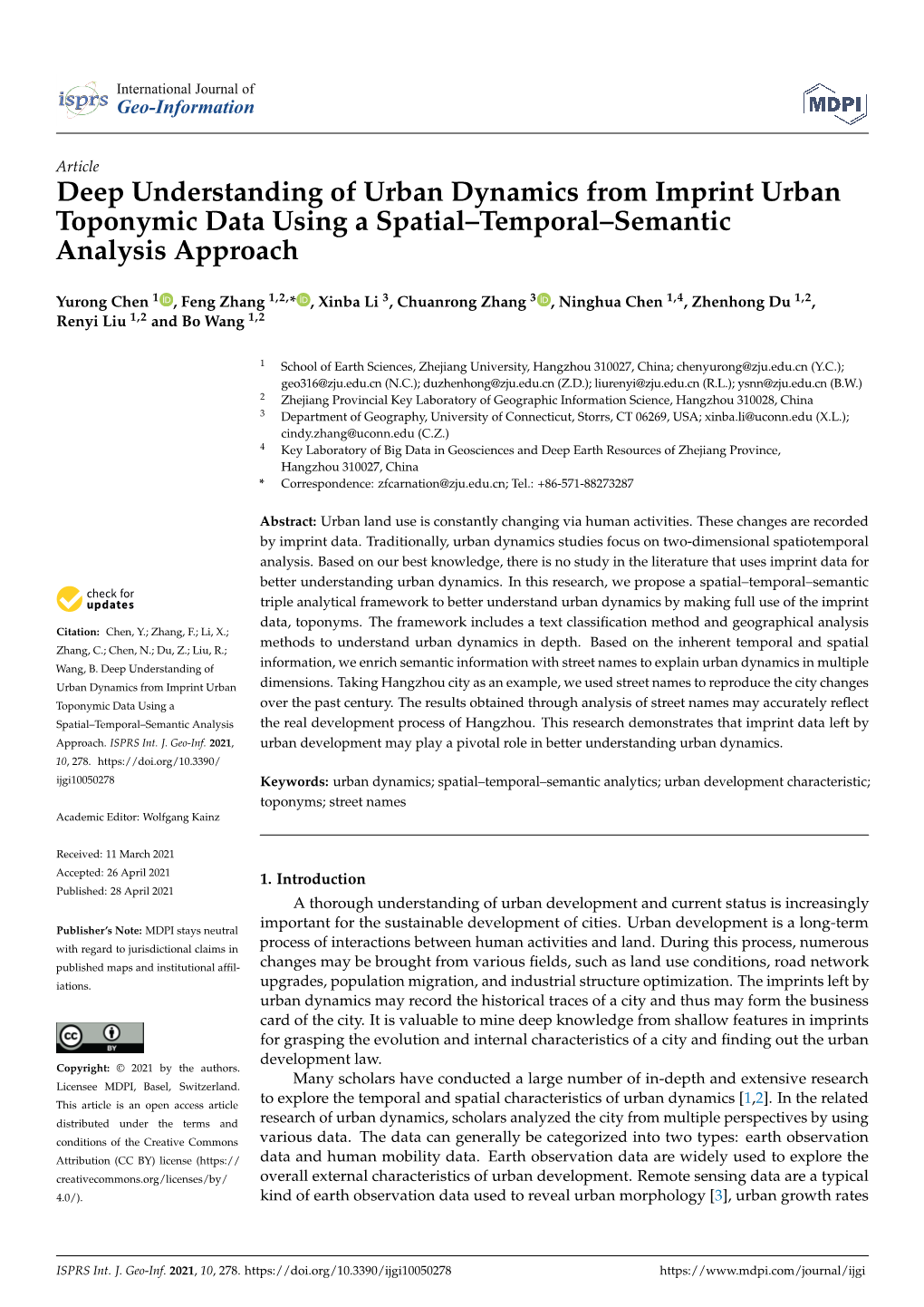 Deep Understanding of Urban Dynamics from Imprint Urban Toponymic Data Using a Spatial–Temporal–Semantic Analysis Approach