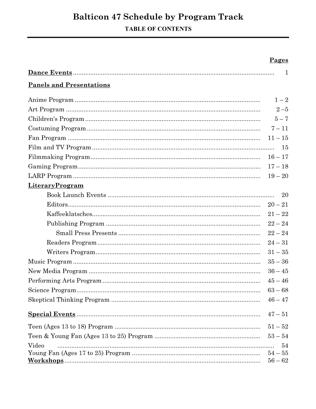 Balticon 47 Schedule by Program Track